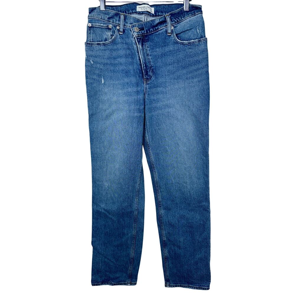 Abercrombie & Fitch The ’90s Straight Ultra High Rise Blue Denim Jeans Size 29 8